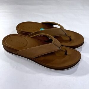 NEW Reef Cushion Bonzer Flip Flops Mens 13 Tan Memory Foam Comfort Casual Sandal